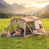 Outsunny Cabin Tent Waterproof Camping Tent with Two Room for 4 Person Brown