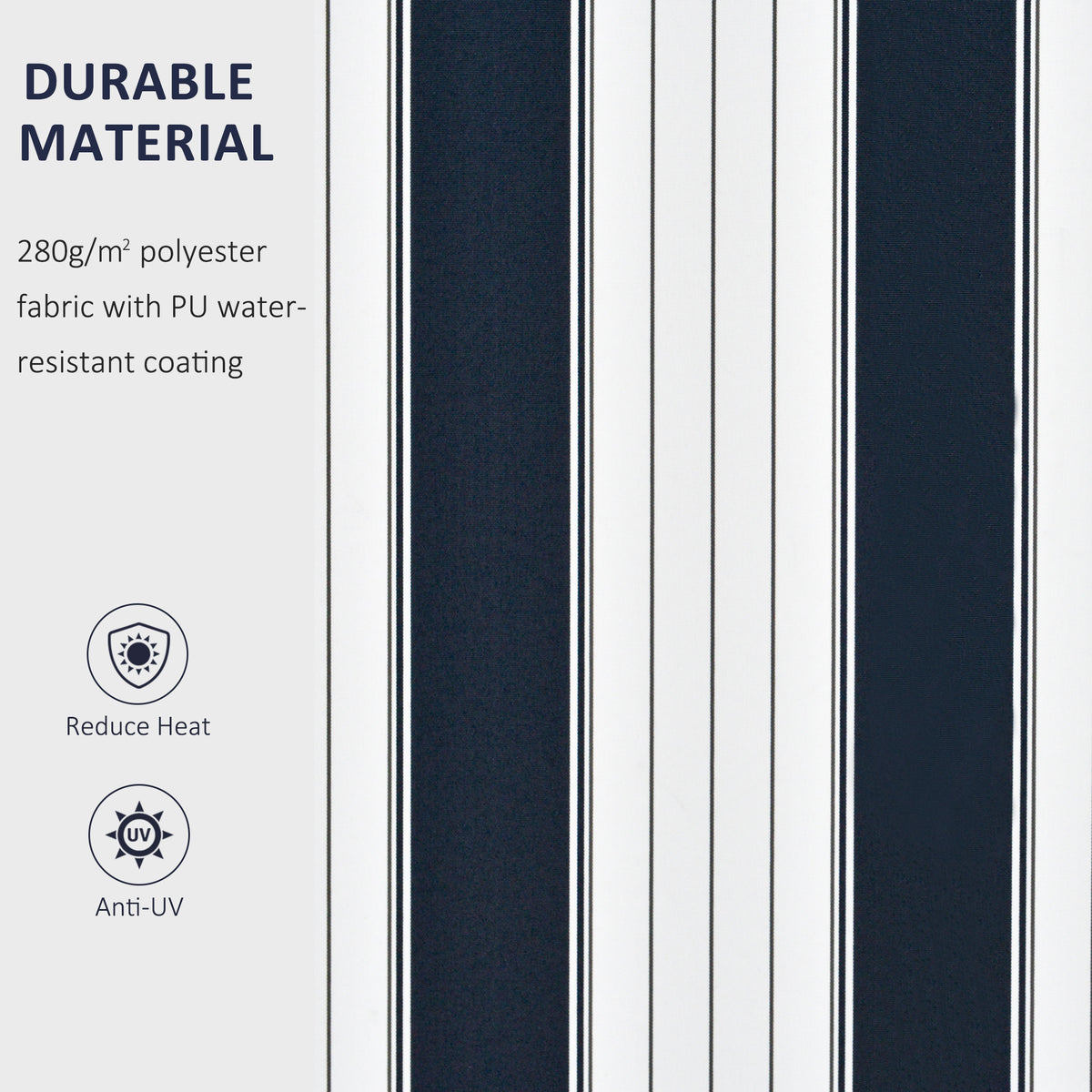 Outsunny Manual Retractable Awning in Blue and White