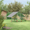 PawHut Walk In Chicken Run with Chicken Activity Shelf and Cover, 3 x 4 x 2m