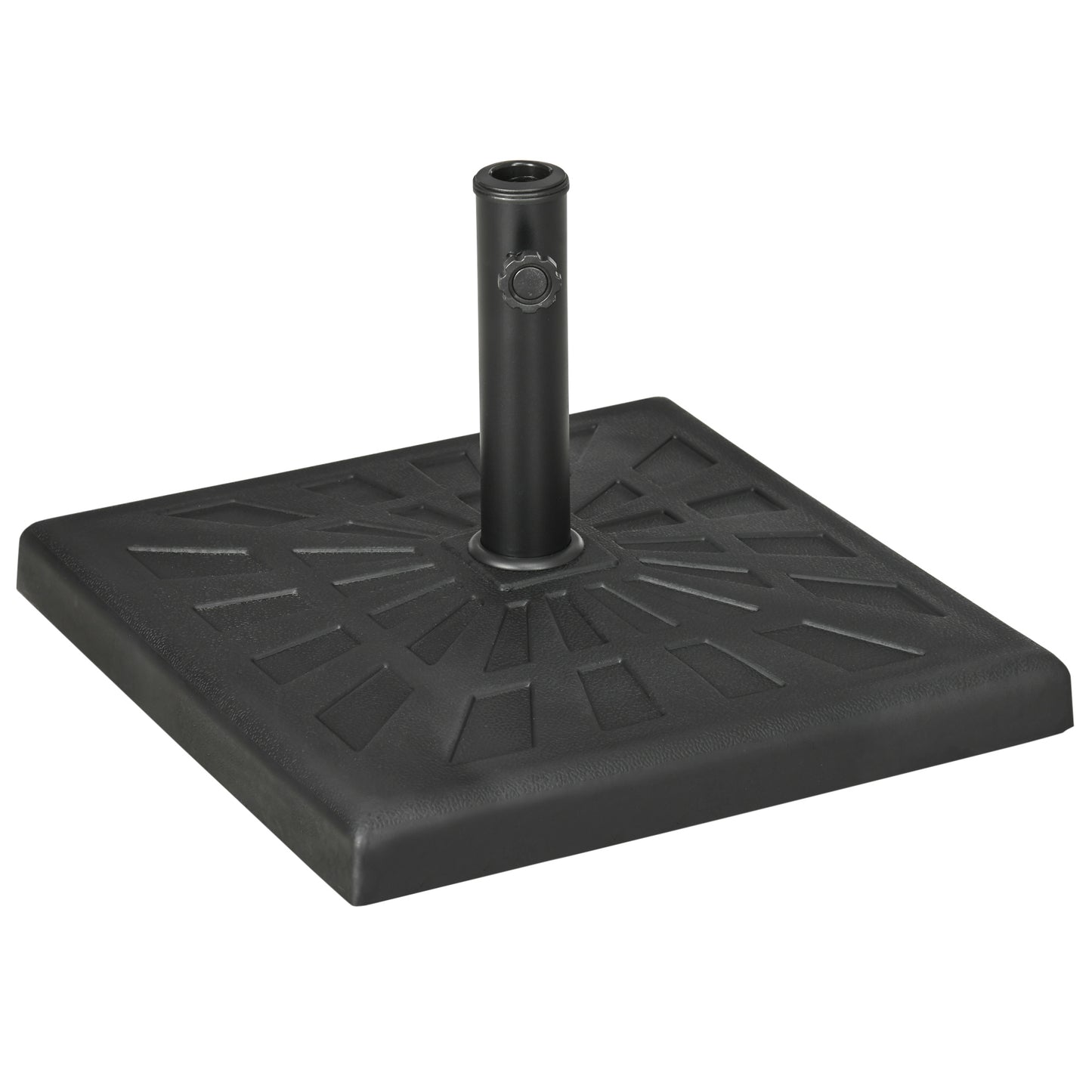 Outsunny 19kg Resin Garden Parasol Base Holder, Square Outdoor Market Umbrella Stand Weight for Poles of 32mm, 38mm, and 48mm, Black
