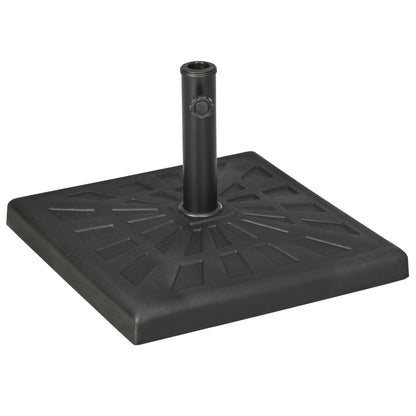 Outsunny 19kg Resin Garden Parasol Base Holder, Square Outdoor Market Umbrella Stand Weight for Poles of 32mm, 38mm, and 48mm, Black