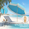Outsunny 1.7 m Beach Umbrella with Sand Anchor, 30Â° Tilting Fringed Beach Garden Parasol with Adjustable Height, Grey
