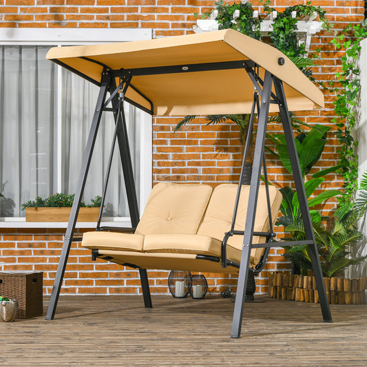Outsunny Two-Seater Garden Swing Bench in Beige