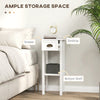 HOMCOM 2-Tier Side Tables Set of 2 with Drawer and Shelf, 2 Pieces Bedside Tables for Living Room and Hallway, White
