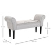 HOMCOM Small Bench, Upholstered Window Seat with Arms and Wooden Legs, Modern Shoe Bench for Entryway, Living Room, Bedroom, Greyish White