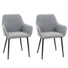 HOMCOM Dining Chairs Set of 2, Upholstered Linen Fabric Kitchen Chairs with Metal Legs for Living Room Dining Room, Light Grey