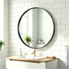 HOMCOM Round Wall Mirror 61 cm, Wall Mounted Bathroom Mirror with Tempered Safety Glass and Aluminium Alloy Frame, Black