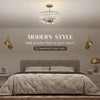 HOMCOM Crystal Ceiling Light Fixture, Semi Flush Mount Modern Crystal Chandelier Ceiling Light for Living Room, Bedroom, Hallway, Dining Room, E14 Base 3-Lights, Bulbs Not Included, Silver Tone