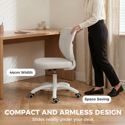HOMCOM Office Chair, Armless Computer Desk Chair with Breathable Mesh, Adjustable Height, Swivel Wheels, Grey
