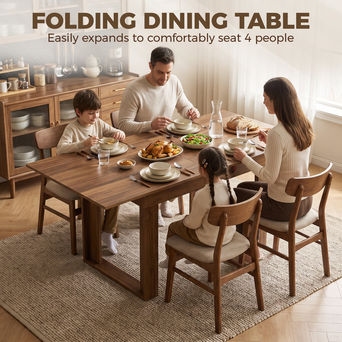 HOMCOM Folding Dining Table in Grey Wood Effect