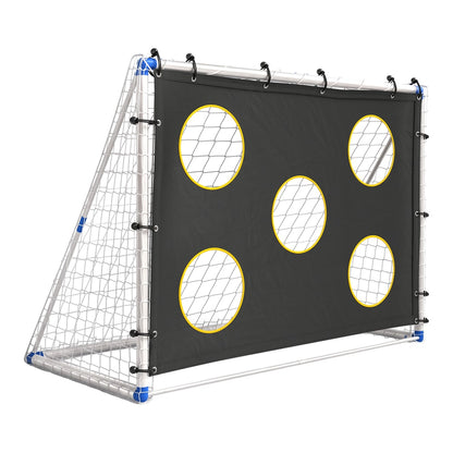 SPORTNOW Football Goal, 183 x 96 x 130 cm Portable Practice Football Net with Target Cloth and PVC ball, Tetoron Training Goal
