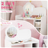AIYAPLAY Kids Dressing Table with Mirror, Stool, Kids Vanity Table with Shelves, for Ages 3-8 Years, White