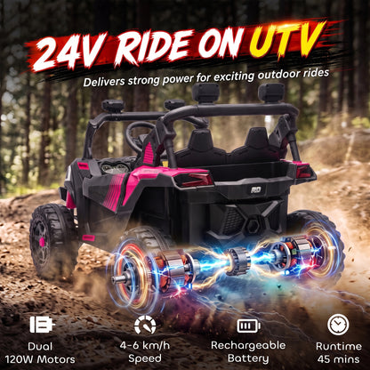 AIYAPLAY 24V 2 Seater Ride On Truck Car in Pink