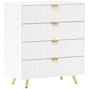 HOMCOM Elegant Four-Drawer Bedside Table - White