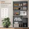 HOMCOM 180cm Freestanding Kitchen Cabinet, Modern Storage Cupboard with Open Countertop, Drawer and 6 Doors, Grey