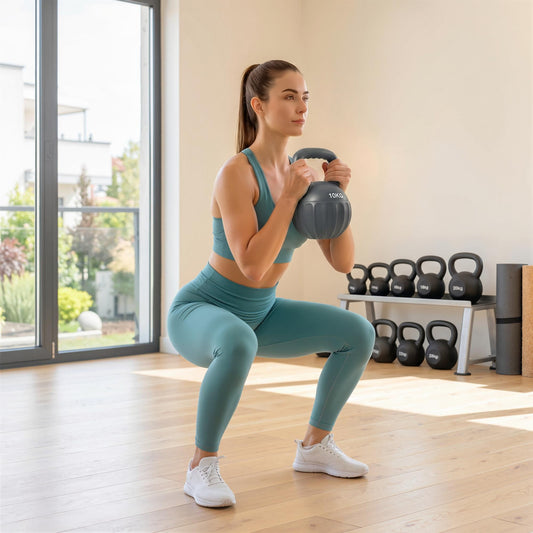 SPORTNOW Kettlebell لتدريب القوة، كيتل بيل بمقبض غير قابل للانزلاق، 10 كجم، رمادي
