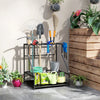 Outsunny Garden Tool Storage Rack, 3-Tier Garden Tool Rack with 11 Hooks for Long-Handled, Broom, Shovel, Rake, Holds 20 Tools