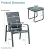 3 Pieces Patio Bistro Set with Coffee Table and 2 Stackable Chairs-Grey