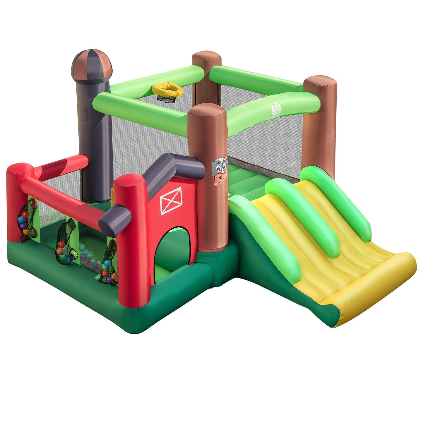 6-in-1 Inflatable Bounce House with Double Slides and 680W Blower