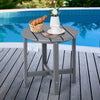 Patio Round HDPE Side Table for Yard Porch Garden-Grey