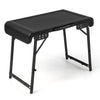 3-Piece Folding Table Stool Set with a Camping Table and 2 Retractable LED Stools-Black
