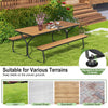 Outdoor Picnic Table Bench Set for 6-8 People-Brown