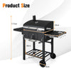 Charcoal BBQ Grill with Foldable Side Tables Hooks and Wheels