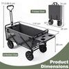 Collapsible Wagon Cart with Flexible Handle and Cup Holders-Grey
