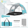 Beach Tent Sun Shelter with Canopy Carry Bag for 3-4 Person-Blue