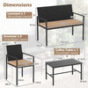 4-Piece Outdoor Rattan Chairs and Loveseat with Tempered Glass Coffee Table for Backyard-Yellow