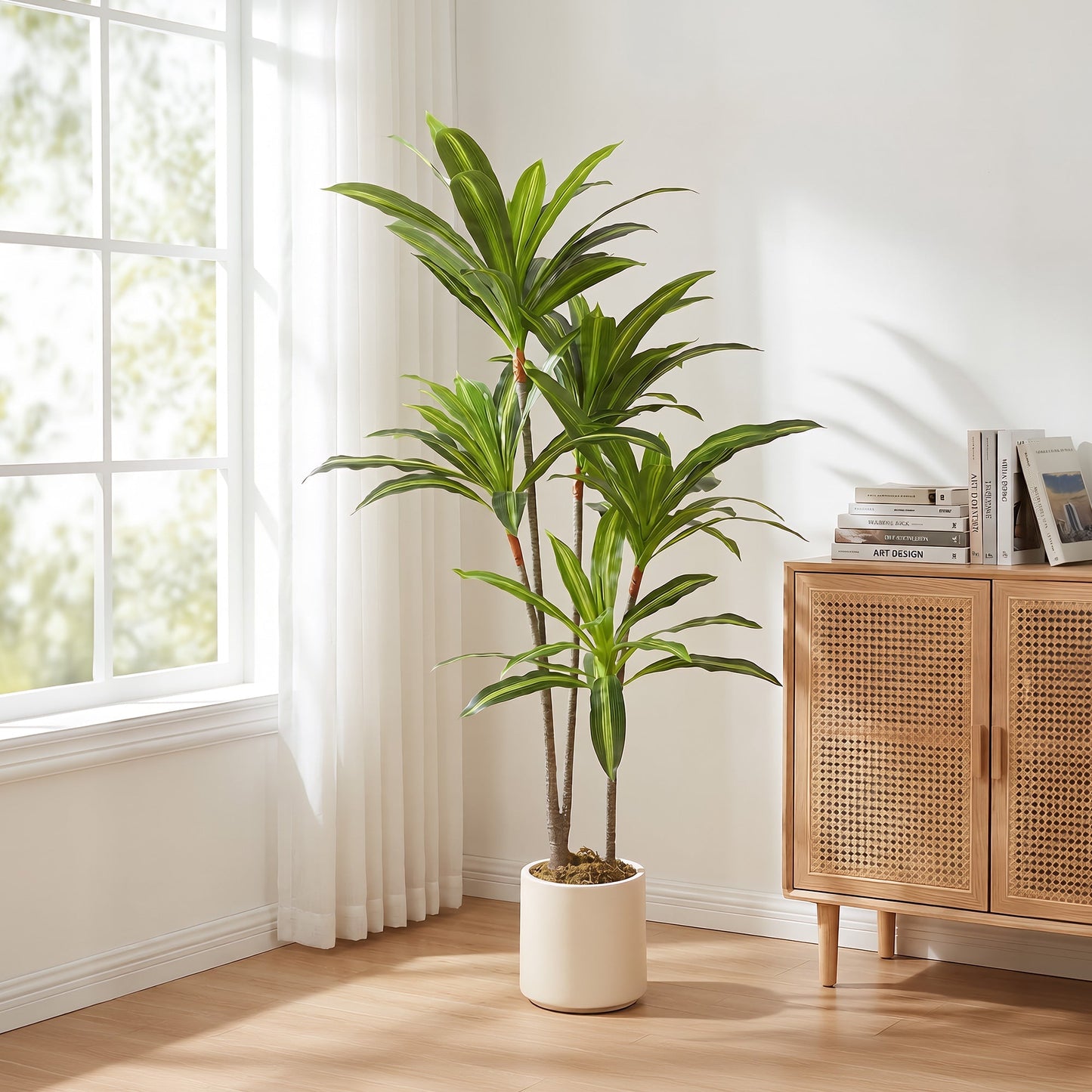 HOMCOM 150cm Lifelike Fake Tree, Artificial Dracaena Tree with Bendable Trunks, Green