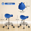 HOMCOM Salon Saddle Stool, Rolling Saddle Chair for Massage, Spa, Clinic, Beauty, Hairdressing and Tattoo, Blue