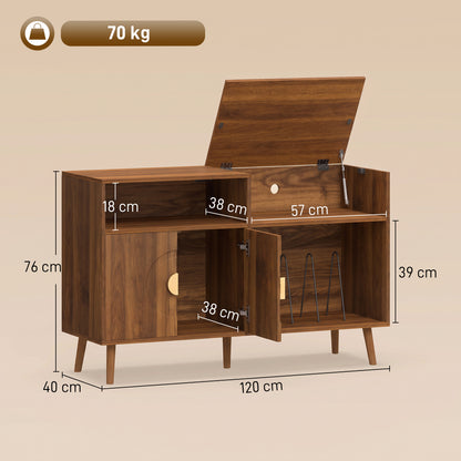 HOMCOM Record Player Stand in Walnut Brown