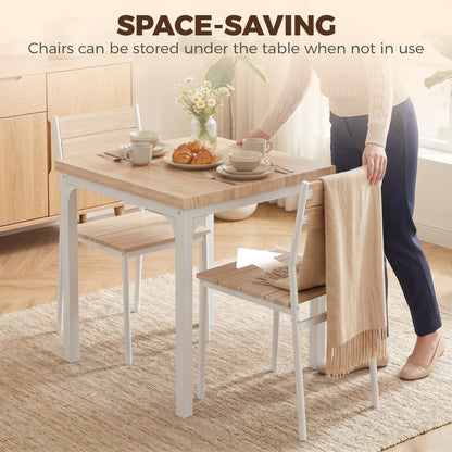 HOMCOM Three-Piece Minimal and Compact Dining Set, Oak Wood Effect