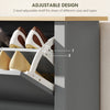 HOMCOM Slim Shoe Cabinet, Narrow Shoe Cupboard with 2 Flip Drawers, Adjustable Shelves for 12 Pairs of Shoes, Light Grey