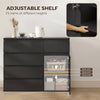 HOMCOM Modern Chest Of Drawers, 5 Drawer Dresser with Adjustable Shelf, Soft-Close Door, Black