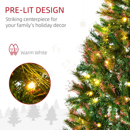 HOMCOM 1.5m 5ft Pre-Lit Christmas Tree Artificial Spruce Xmas Tree Warm White LED Holiday D√É¬©cor with Metal Stand