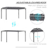 Outsunny 4 x 3(m) Outdoor Pergola with Retractable Roof, Aluminium Louvered Patio Gazebo Canopy for Lawn Garden Patio, Grey