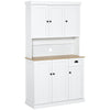 HOMCOM 180cm Freestanding Kitchen Cabinet, Modern Storage Cupboard with Open Countertop, Drawer and 6 Doors, White