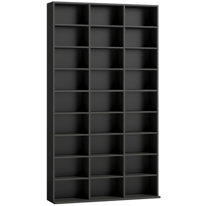 HOMCOM 835 CD/500 DVD Storage Unit, Blu-ray Media Storage Shelf with 27 Compartments and 21 Adjustable Shelves, Black