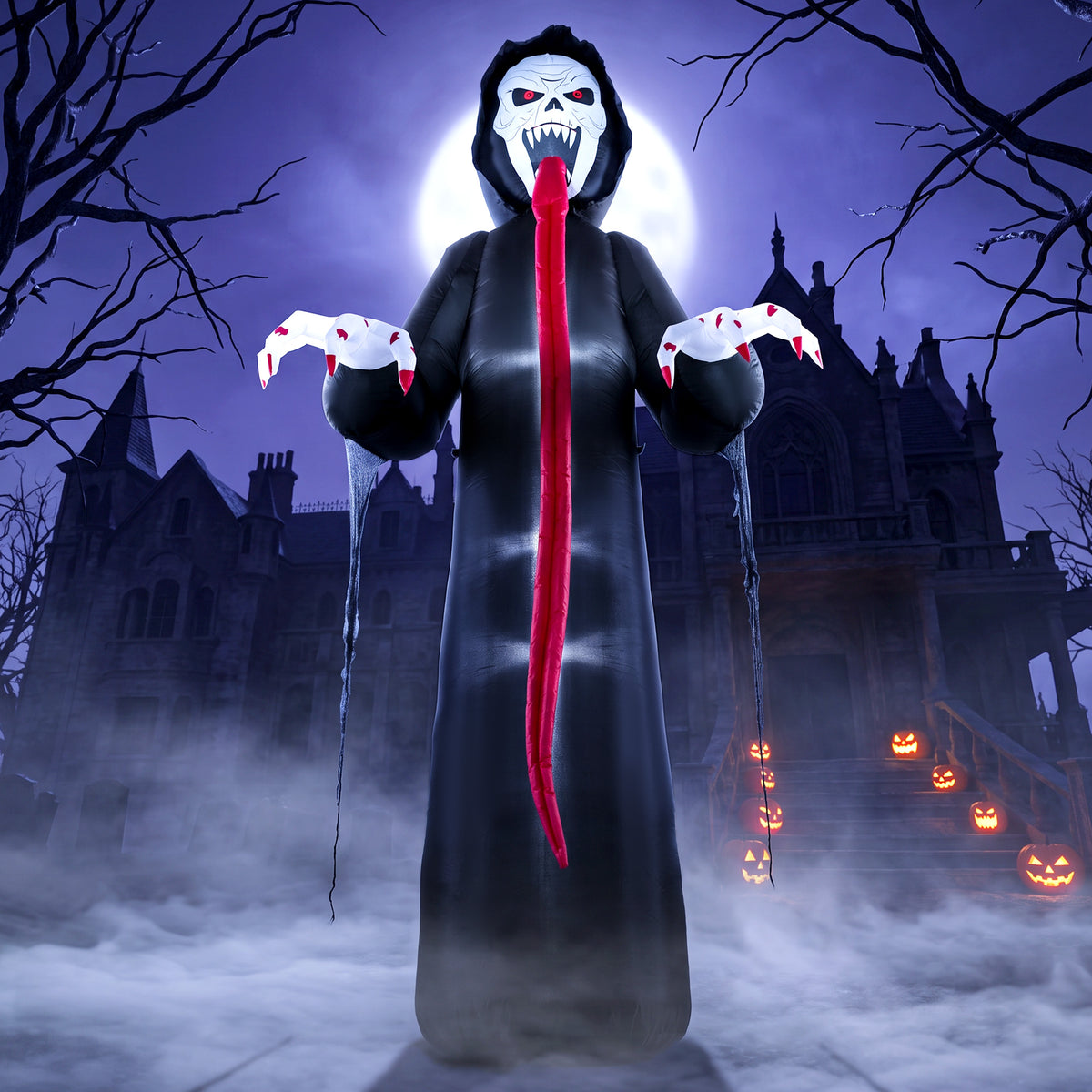 Outsunny 10 FT Halloween Inflatable Skeleton in Black