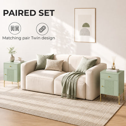 HOMCOM Modern Bedside Tables Set of 2 in Light Green
