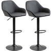 HOMCOM Bar Stools Set of 2, Height Adjustable Swivel Barstools, PU Leather Kitchen Stools with Backs, Armrests and Footrest for Home, Counter and Dining Room, Black