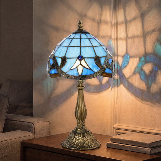 HOMCOM Tiffany Stained Glass Table Lamp in Purple