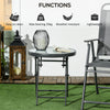 Outsunny â45cm Garden Side Table, Outdoor Round Folding Patio Table with Imitation Marble Glass Top, Small Coffee Table, White