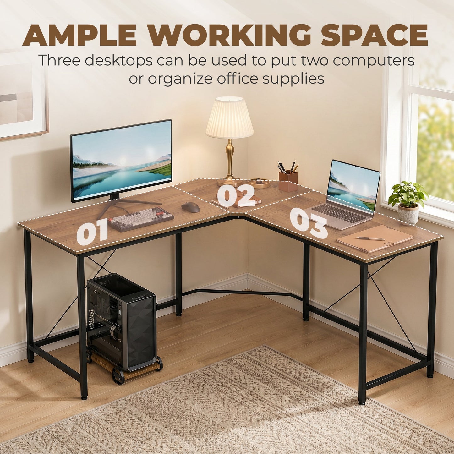HOMCOM Corner L-Shape Computer Desk PC Workstation Writing Gaming Table Home Office