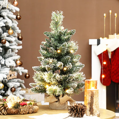 HOMCOM 60 cm Prelit Small Christmas Tree in Green