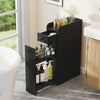 Narrow Bathroom Storage Cabinet with Slide-Out Drawer-Black