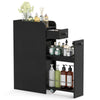 Narrow Bathroom Storage Cabinet with Slide-Out Drawer-Black