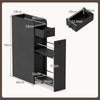 Narrow Bathroom Storage Cabinet with Slide-Out Drawer-Black